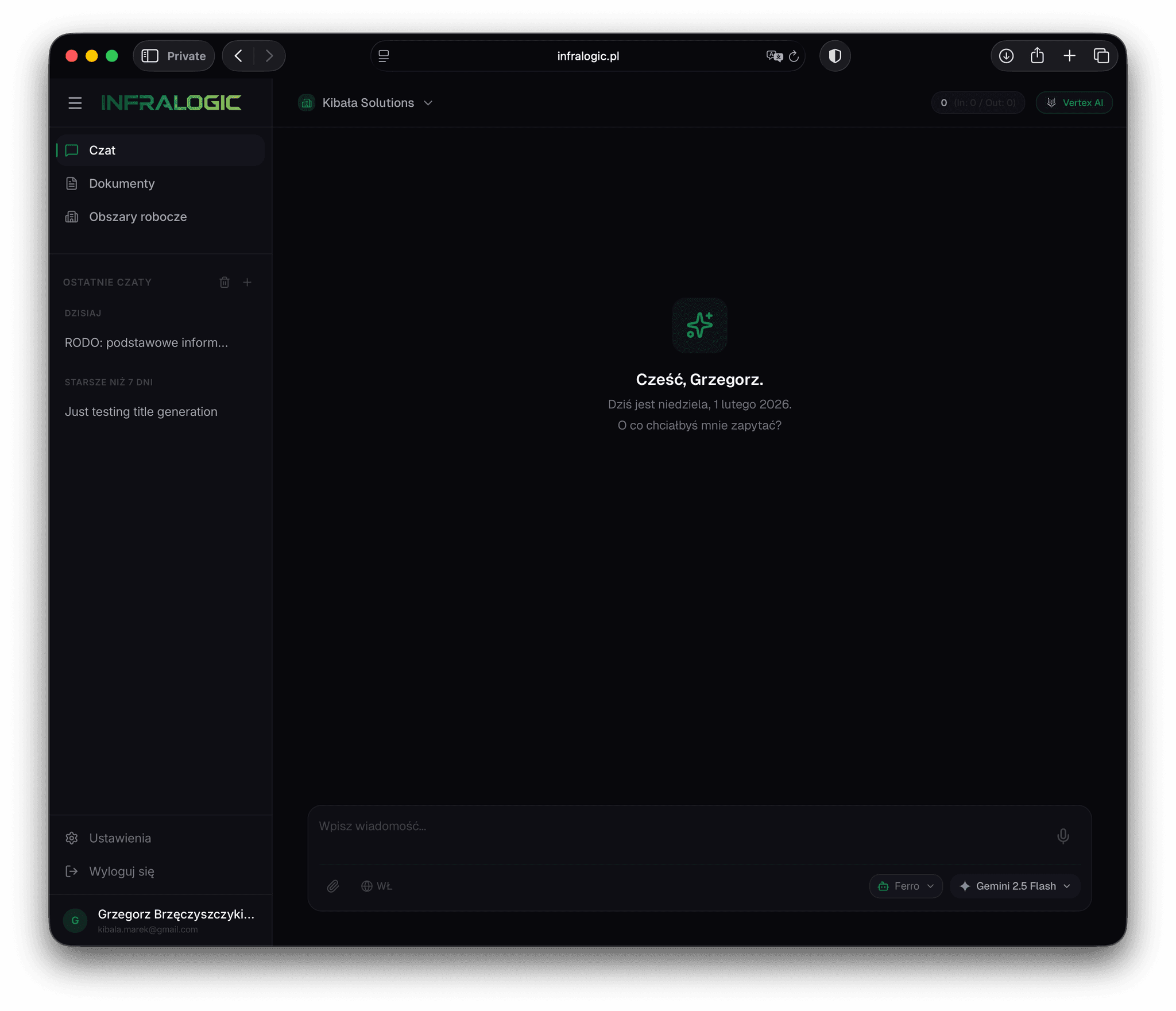 Infralogic Dashboard Interface
